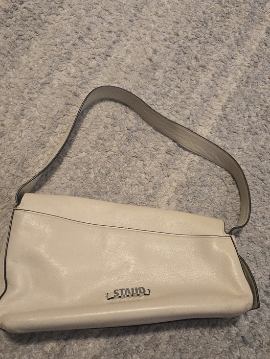 STAUD Cream Leather Valerie Baguette Shoulder Bag - Minimalist Chic - Picture 7 of 16